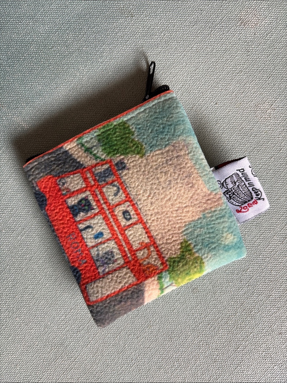Keep In Mind Roma Mini Zippered Pouch Cats in Rome Vegan